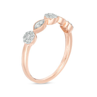 0.18 CT. T.W. Composite Diamond Flower and Leaf Stackable Band in 10K Rose Gold