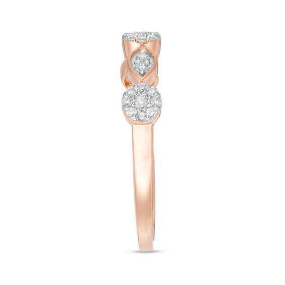 0.18 CT. T.W. Composite Diamond Flower and Leaf Stackable Band in 10K Rose Gold