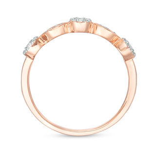 0.18 CT. T.W. Composite Diamond Flower and Leaf Stackable Band in 10K Rose Gold