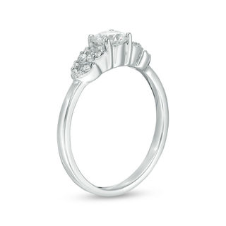 0.37 CT. T.W. Diamond Leaf-Sides Engagement Ring in 10K White Gold