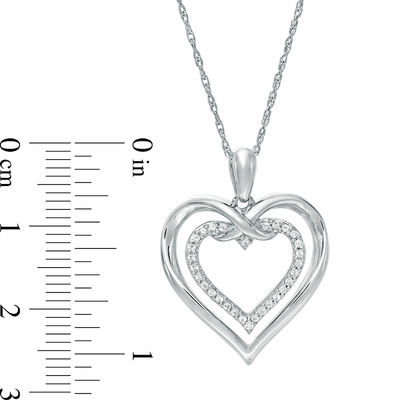 0.115 CT. T.W. Diamond Intertwined Double Heart Pendant in Sterling Silver