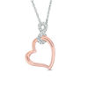 Thumbnail Image 0 of 0.04 CT. T.W. Diamond Infinity Tilted Heart Pendant in Sterling Silver and 10K Rose Gold