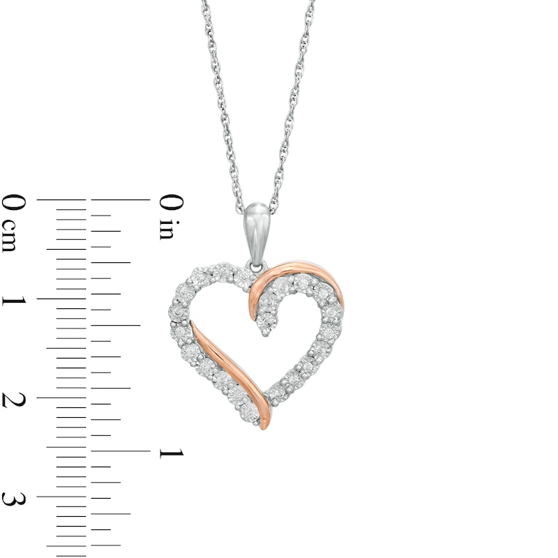 0.085 CT. T.W. Diamond Overlay Heart Pendant in Sterling Silver and 10K Rose Gold|Peoples Jewellers