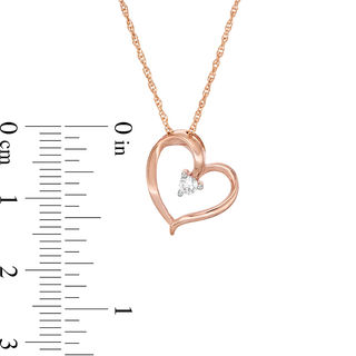 0.065 CT. T.W. Diamond Solitaire Tilted Heart Pendant in 10K Rose Gold ...