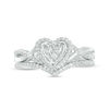 Thumbnail Image 5 of 0.22 CT. T.W. Diamond Heart Frame Twist Bridal Set in 10K White Gold