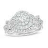 Thumbnail Image 0 of 0.92 CT. T.W. Diamond Bypass Double Frame Twist Bridal Set in 10K White Gold