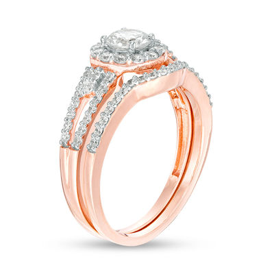 0.80 CT. T.W. Diamond Frame Split Shank Bridal Set in 10K Rose Gold