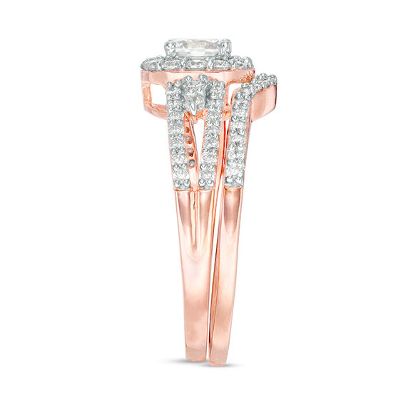 0.80 CT. T.W. Diamond Frame Split Shank Bridal Set in 10K Rose Gold