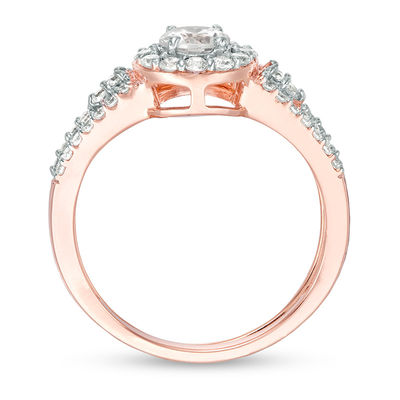 0.80 CT. T.W. Diamond Frame Split Shank Bridal Set in 10K Rose Gold