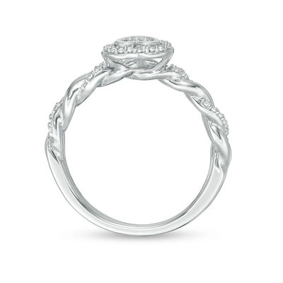 0.22 CT. T.W. Diamond Heart Shape Frame Twist Bridal Set in 10K White Gold