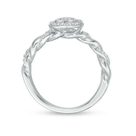 0.22 CT. T.W. Diamond Heart Shape Frame Twist Bridal Set in 10K White Gold