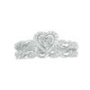 0.22 CT. T.W. Diamond Heart Shape Frame Twist Bridal Set in 10K White Gold