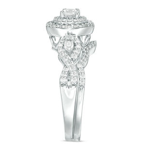 0.69 CT. T.W. Diamond Double Frame Twist Bridal Set in 10K White Gold