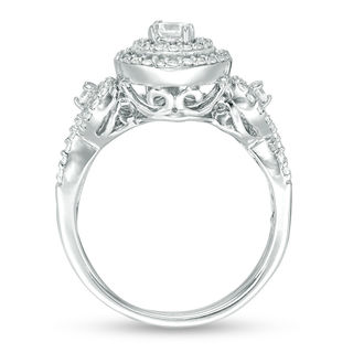 0.69 CT. T.W. Diamond Double Frame Twist Bridal Set in 10K White Gold