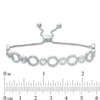 0.146 CT. T. W. Diamond Alternating Circles Bolo Bracelet in Sterling Silver - 9.5"