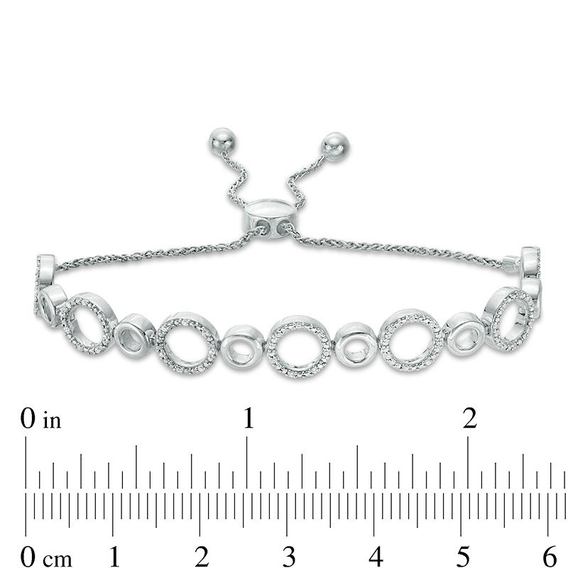 0.146 CT. T. W. Diamond Alternating Circles Bolo Bracelet in Sterling Silver - 9.5"