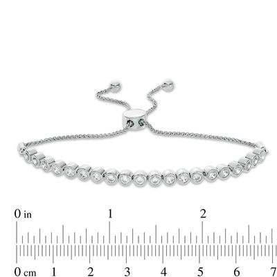 1.45 CT. T.W. Diamond Bezel-Set Bolo Bracelet in 10K White Gold - 9.5"