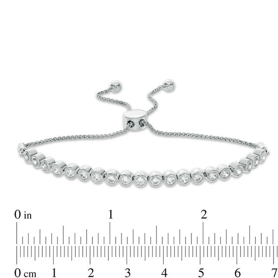 1.45 CT. T.W. Diamond Bezel-Set Bolo Bracelet in 10K White Gold - 9.5"