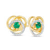 Thumbnail Image 0 of 3.0mm Emerald and 0.07 CT. T.W. Diamond Love Knot Frame Stud Earrings in 10K Gold