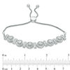 0.69 CT. T.W. Diamond Circle and Bar Alternating Bolo Bracelet in 10K White Gold - 9.5"