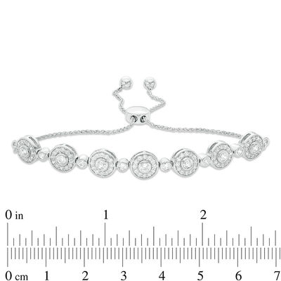 1.45 CT. T.W. Diamond Alternating Circles Bolo Bracelet in 10K White Gold - 9.5"