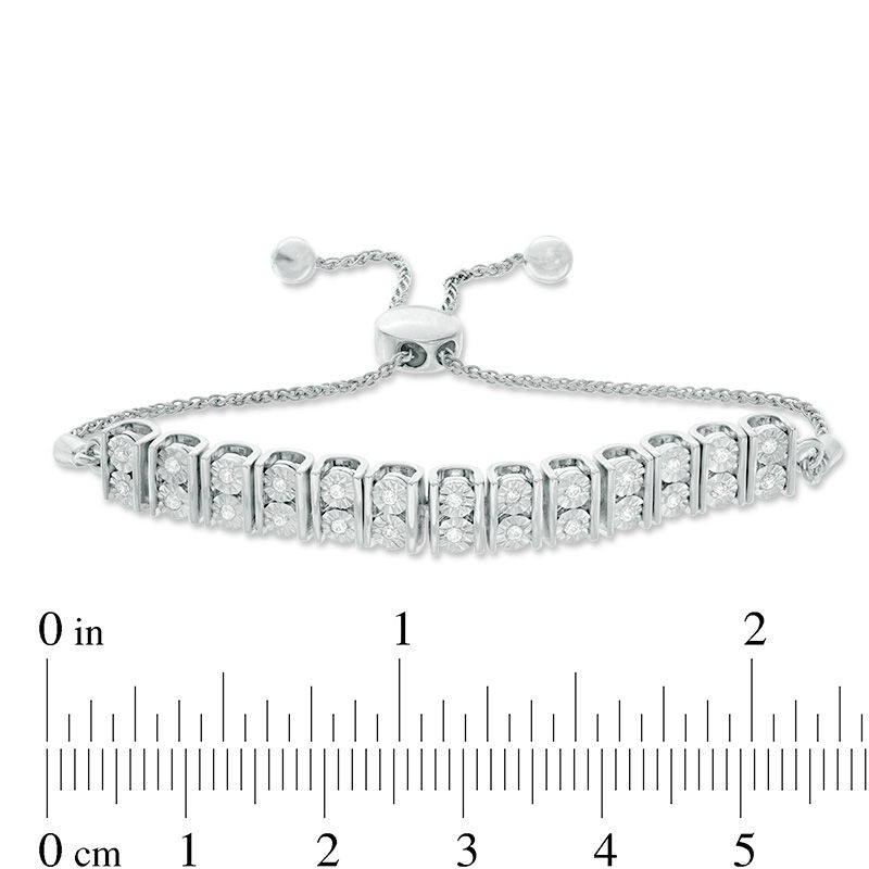 0.18 CT.T.W. Diamond Vertical Bar Bolo Bracelet in Sterling Silver - 9.5"