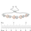 Thumbnail Image 2 of 0.37 CT. T.W. Diamond Alternating Circle and Sideways Heart Bolo Bracelet in Sterling Silver and 10K Rose Gold - 9.5"