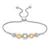 Thumbnail Image 0 of 0.067 CT. T.W. Diamond Alternating Circles Bolo Bracelet in Sterling Silver and 10K Gold - 9.5"