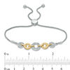 Thumbnail Image 2 of 0.067 CT. T.W. Diamond Alternating Circles Bolo Bracelet in Sterling Silver and 10K Gold - 9.5"