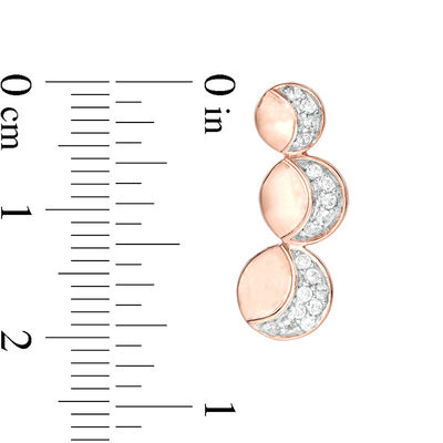 Lab-Created White Sapphire Crescent Three Moon Curved Crawler Earrings in Sterling Silver with 14K Rose Gold Plate