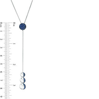 Lab-Created Blue Sapphire Full and Crescent Three Moon "Y" Necklace in Sterling Silver - 38"