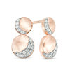 Thumbnail Image 0 of Lab-Created White Sapphire Crescent Two Moon Drop Earrings in Sterling Silver with 14K Rose Gold Plate