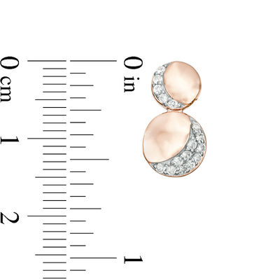 Lab-Created White Sapphire Crescent Two Moon Drop Earrings in Sterling Silver with 14K Rose Gold Plate