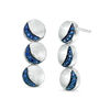 Lab-Created Blue Sapphire Crescent Three Moon Drop Earrings in Sterling Silver