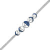 Thumbnail Image 0 of Lab-Created Blue Sapphire Moon Phases Double Strand Bracelet in Sterling Silver - 7.5"