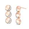 Lab-Created White Sapphire Crescent Three Moon Drop Earrings in Sterling Silver with 14K Rose Gold Plate