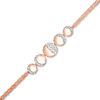 Lab-Created White Sapphire Moon Phases Double Strand Bracelet in Sterling Silver with 14K Rose Gold Plate - 7.5"