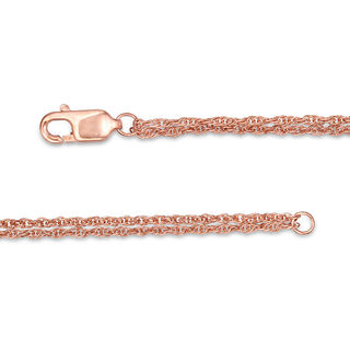 Lab-Created White Sapphire Moon Phases Double Strand Bracelet in Sterling Silver with 14K Rose Gold Plate - 7.5"