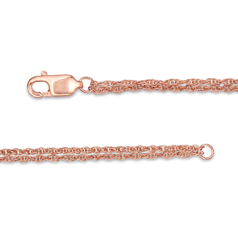 Lab-Created White Sapphire Moon Phases Double Strand Bracelet in Sterling Silver with 14K Rose Gold Plate - 7.5"|Peoples Jewellers
