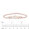 Lab-Created White Sapphire Moon Phases Double Strand Bracelet in Sterling Silver with 14K Rose Gold Plate - 7.5"