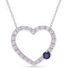 Thumbnail Image 0 of 4.5mm Lab-Created Blue and White Sapphire Heart Outline Necklace in Sterling Silver - 17"