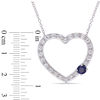 Thumbnail Image 2 of 4.5mm Lab-Created Blue and White Sapphire Heart Outline Necklace in Sterling Silver - 17"