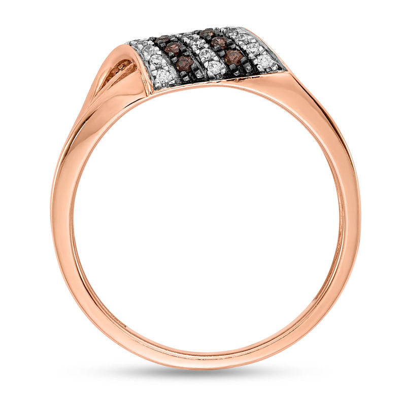 0.30 CT. T.W. Champagne and White Diamond Wave Crossover Ring in 14K Rose Gold|Peoples Jewellers