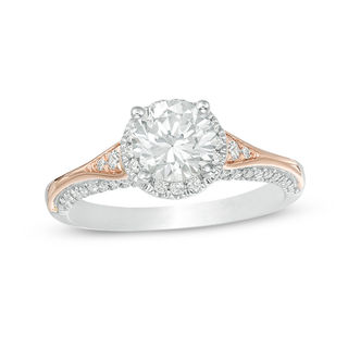 1.25 CT. T.W. Certified Canadian Diamond Frame Engagement Ring in 14K Two-Tone Gold (I/I2)