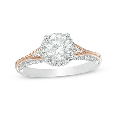 1.25 CT. T.W. Certified Canadian Diamond Frame Engagement Ring in 14K Two-Tone Gold (I/I2)