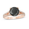 3.20 CT. T.W. Enhanced Black and White Diamond Split Shank Engagement Ring in 14K Rose Gold