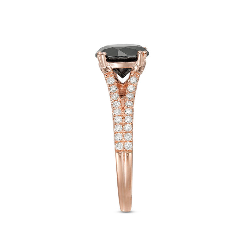 3.20 CT. T.W. Enhanced Black and White Diamond Split Shank Engagement Ring in 14K Rose Gold|Peoples Jewellers