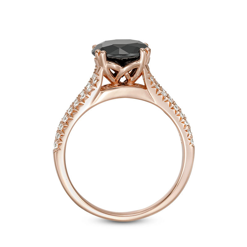 3.20 CT. T.W. Enhanced Black and White Diamond Split Shank Engagement Ring in 14K Rose Gold|Peoples Jewellers