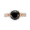 3.20 CT. T.W. Enhanced Black and White Diamond Split Shank Engagement Ring in 14K Rose Gold