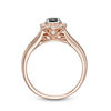 0.70 CT. T.W. Enhanced Black and White Diamond Frame Vintage-Style Engagement Ring in 14K Rose Gold